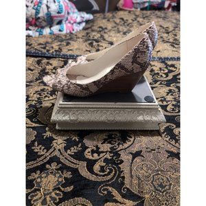 Studio Paolo Snake Print Peep Toe Wedge Sandals Size 6 READ